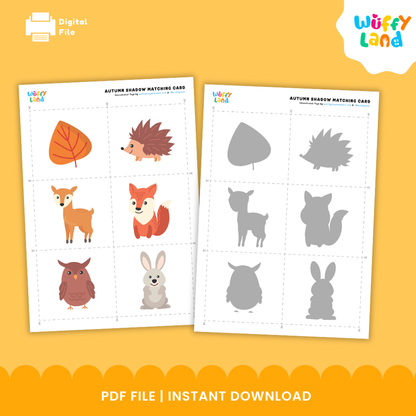 Autumn Shadow Matching Card Fall Season Flashcards Silhouette Matching Preschool