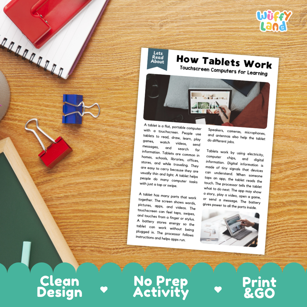 How Tablets Work Reading Passage and Comprehension Questions Worksheets