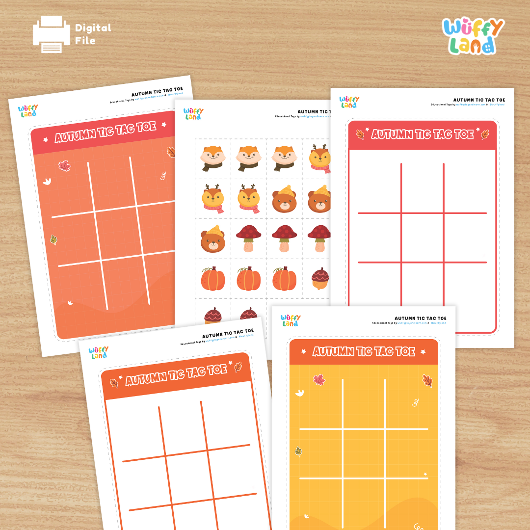 Permainan Tic Tac Toe Musim Gugur - Aktivitas Cetak Musim Gugur untuk Anak-anak - Papan Permainan Labu &amp; Daun