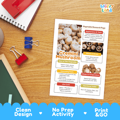 Cremini Mushroom Vegetable Research Activity Worksheet Healthy Eating Science