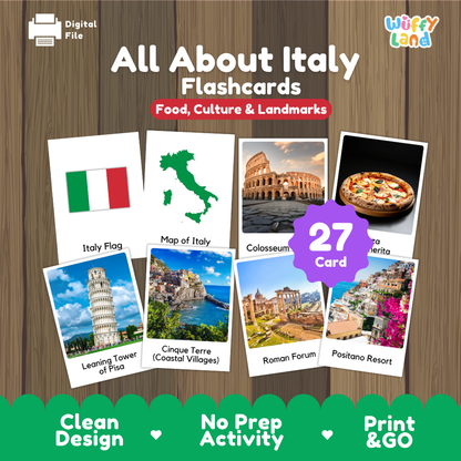Italy Geography Activity Bundle Research Coloring Pages and Flashcards