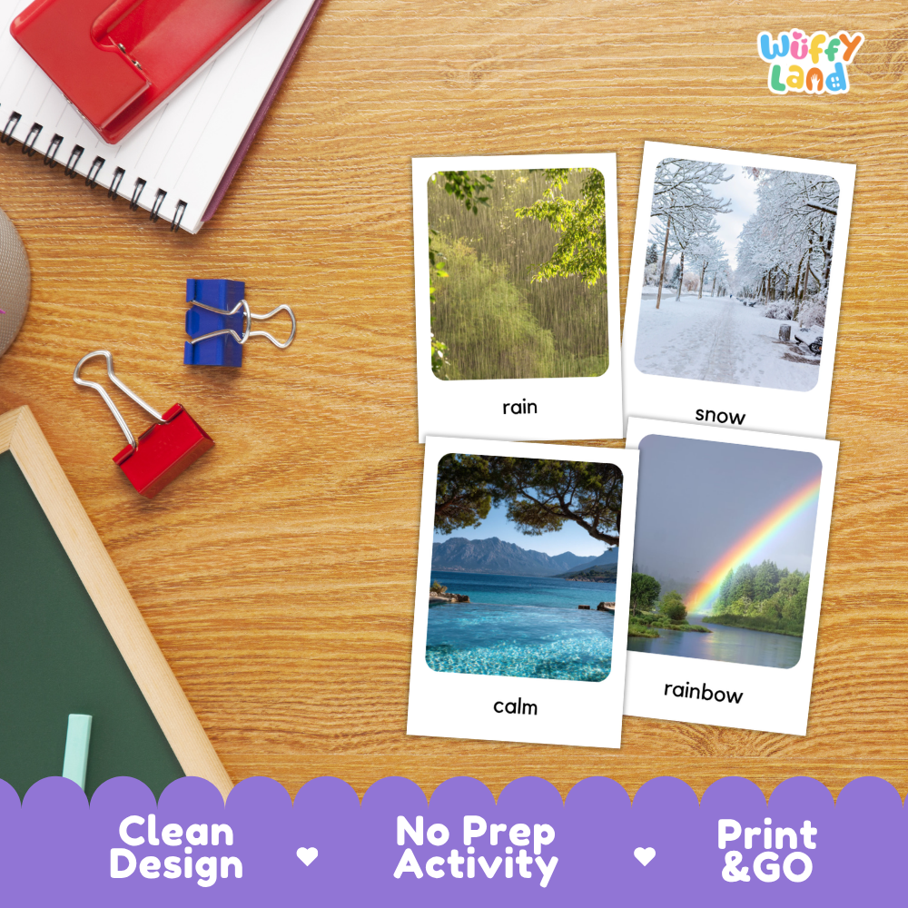 Weather and Climate Vocabulary Flashcards Printable Real Photo Cards