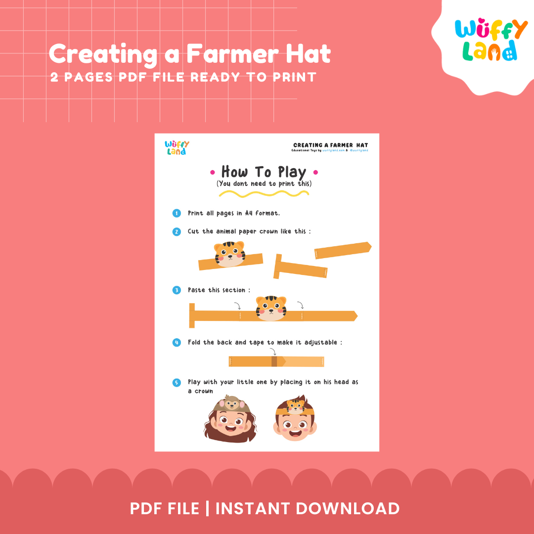 Kerajinan Topi Petani yang Dapat Dicetak - Topi Kertas DIY untuk Anak-anak - Aktivitas Potong &amp; Tempel yang Menyenangkan