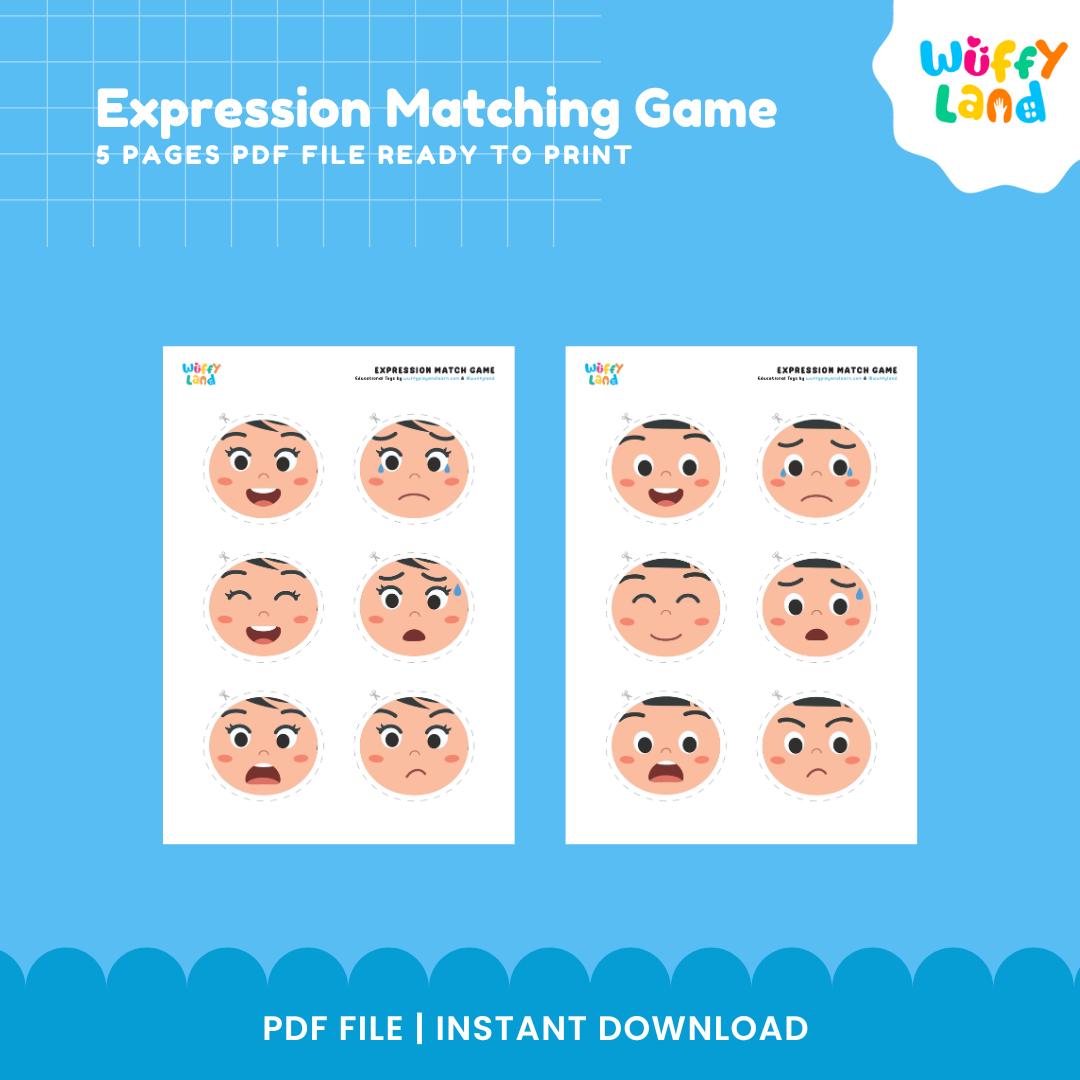 Game Mencocokkan Ekspresi Wajah - Aktivitas Emosi untuk Prasekolah &amp; TK - SEL yang Dapat Dicetak