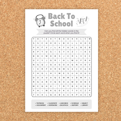 Back To School Word Search For Kids - First Day of School Activities
