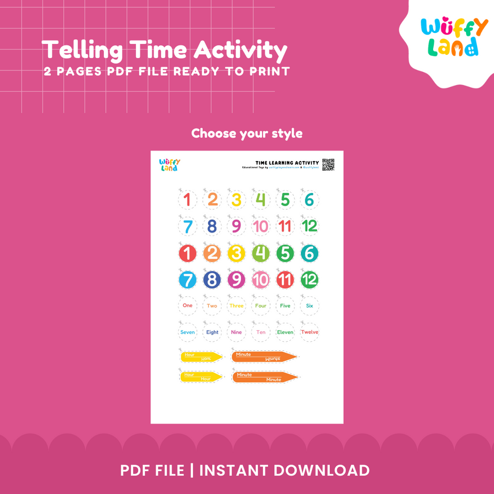 Telling Time Printable – Learn to Read Clocks for Kids – wuffyplayandlearn