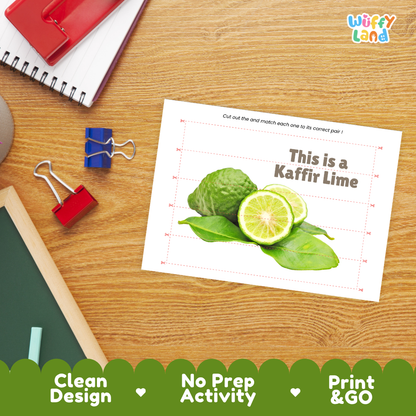 Kaffir Lime Cut and Match Activity Printable Set