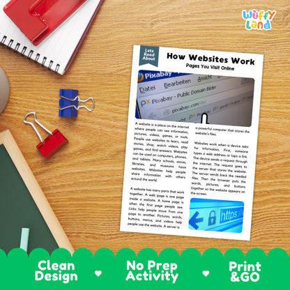 How Websites Work Reading Passage and Comprehension Questions Worksheets