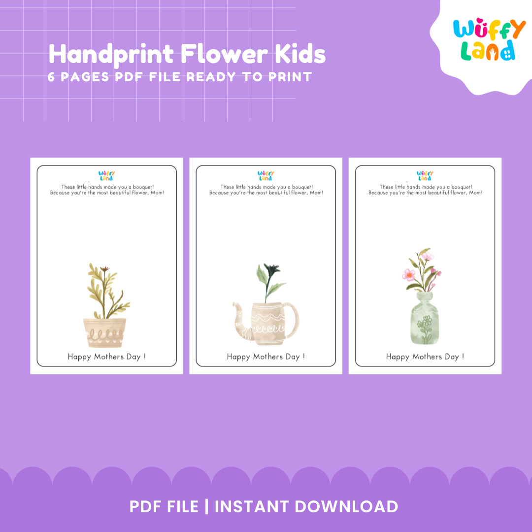 Handprint Flower Kids Craft - Mother's Day Activity - Keepsake Printable for Preschool & Kindergarten
