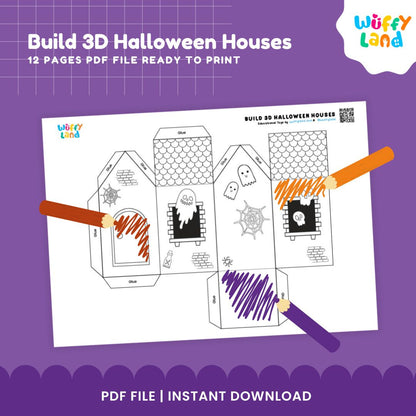 HALLOWEEN Bangun Rumah 3D yang Dapat Dicetak - Kerajinan Halloween DIY yang Menyenangkan untuk Anak-Anak