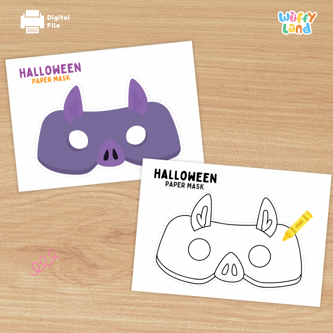 Halloween DIY Mask Printable Craft for Kids with Coloring Activities