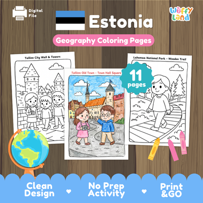 Estonia Geography Activity Bundle Country Research Coloring Pages Flashcards