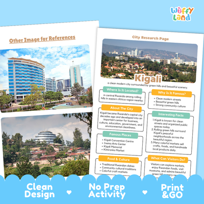 Kigali City Research Project Worksheets and Fact Page Activity