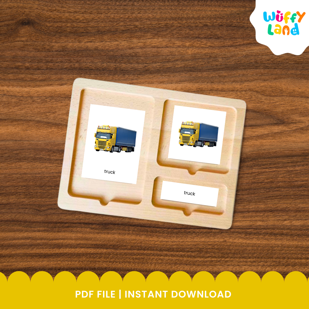 Transportation 3 Part Cards | Montessori Vehicle Vocabulary Cards | Printable Learning Activity