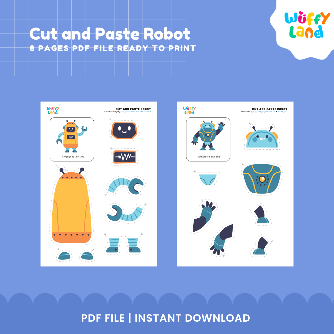 Membuat Robot Potong dan Tempel - Aktivitas Robot yang Dapat Dicetak untuk Anak-Anak