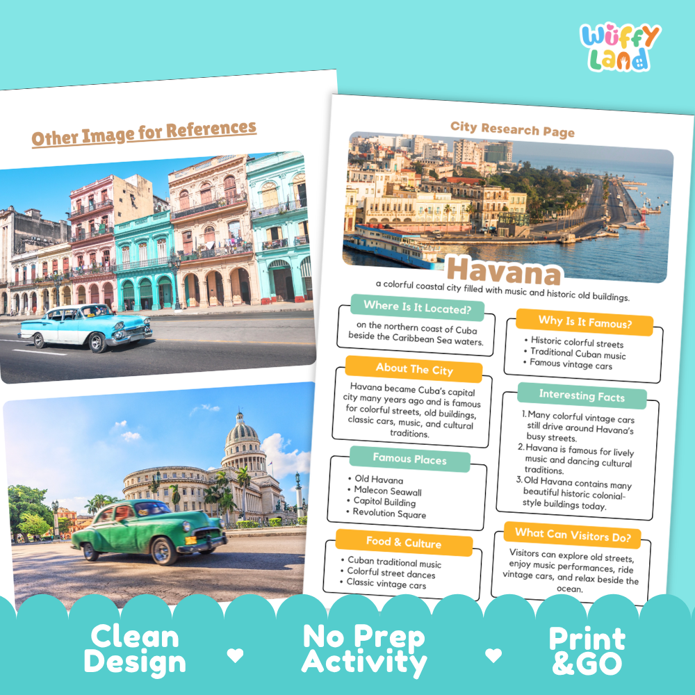 Havana City Research Page Worksheets and Fact Sheet