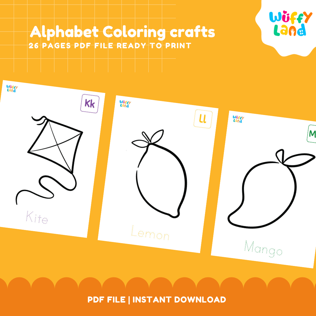 Alphabet Coloring Crafts - 26 A-Z Printable Activities for Kids