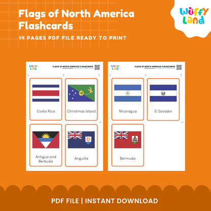 Explore North America: Printable Flags Flashcards for Kids - Educational Montessori Tool