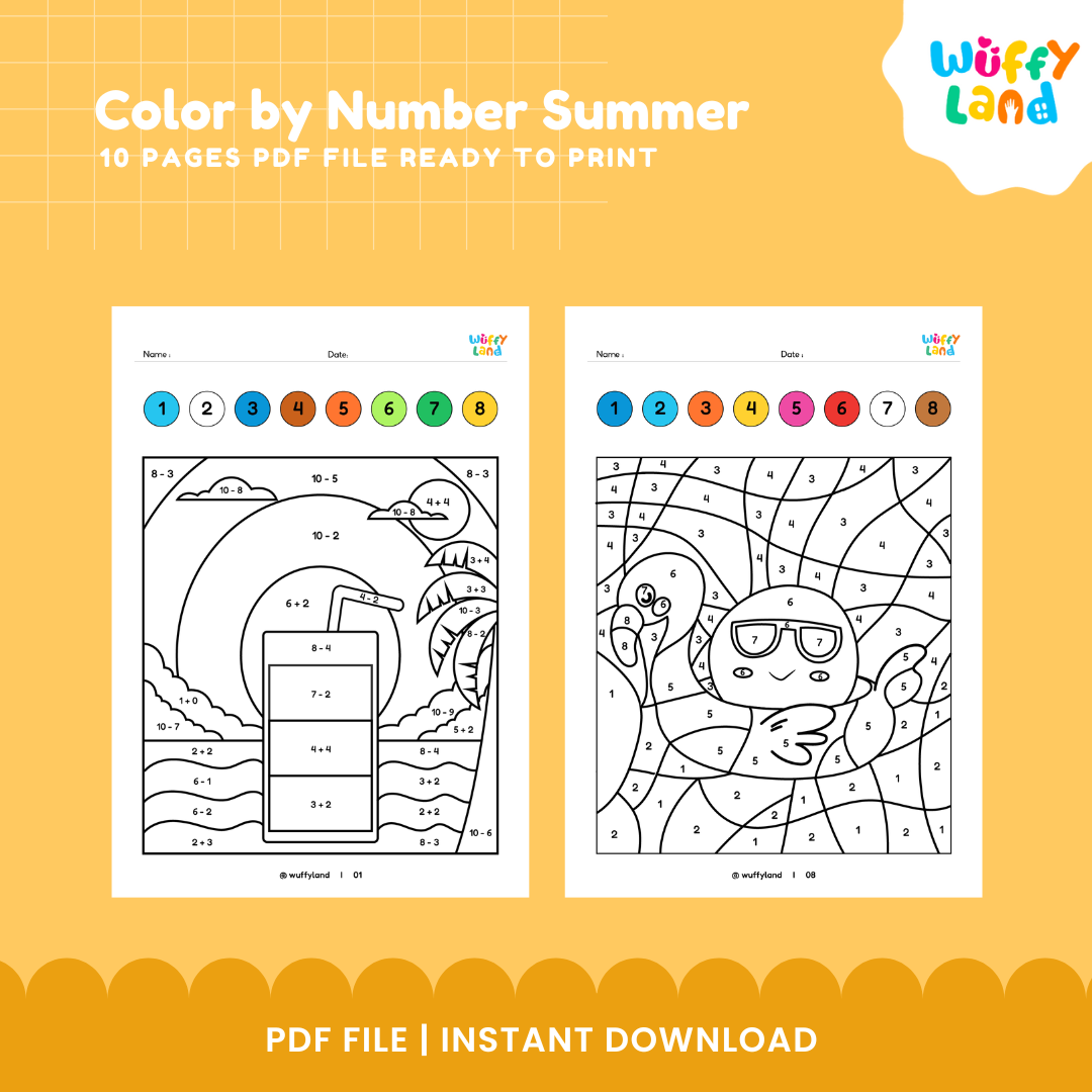 Color by Number – Summer Edition! No Prep Fun Activities Ready to Print