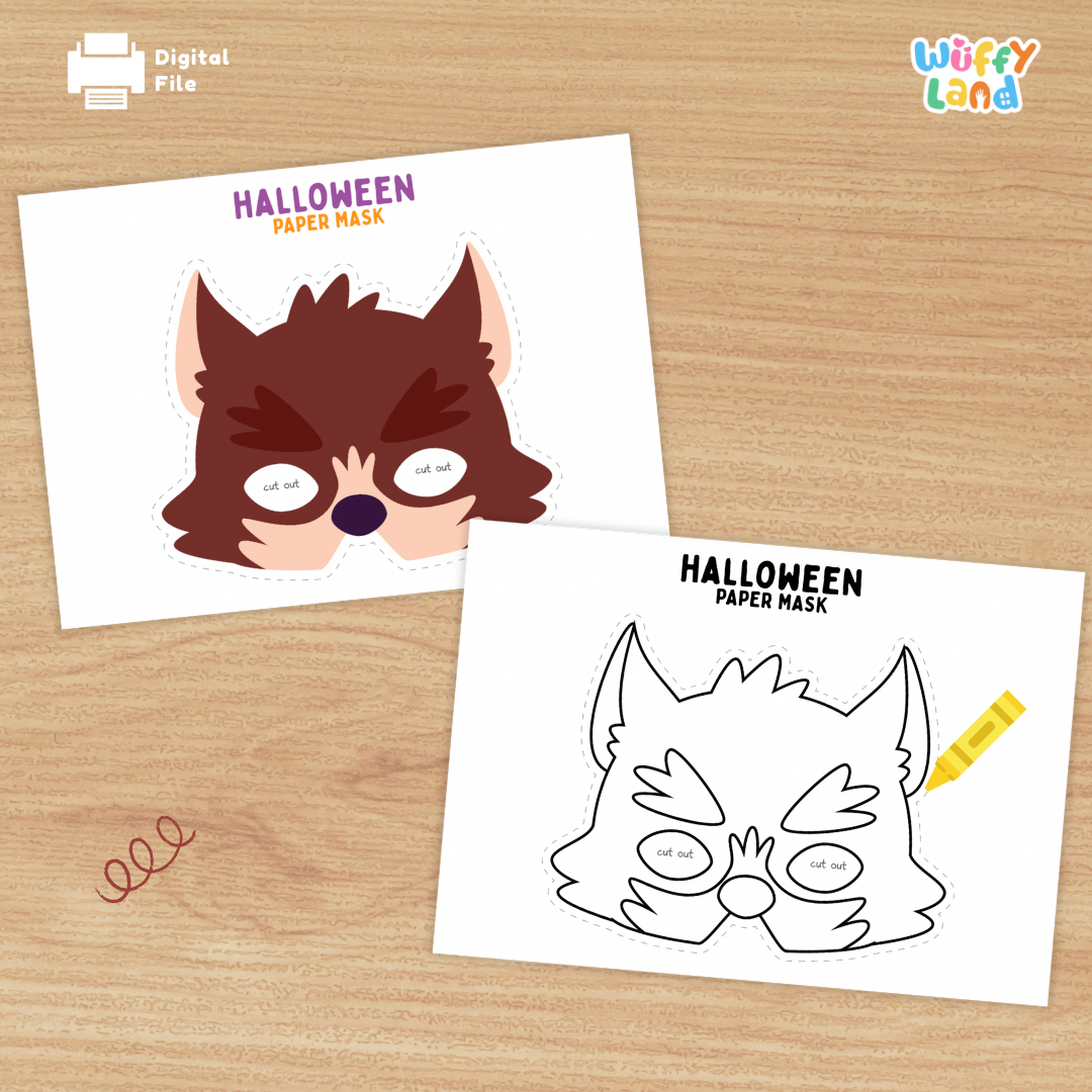 Printable Halloween DIY Color Your Own Mask Kit + Ready to Print Version