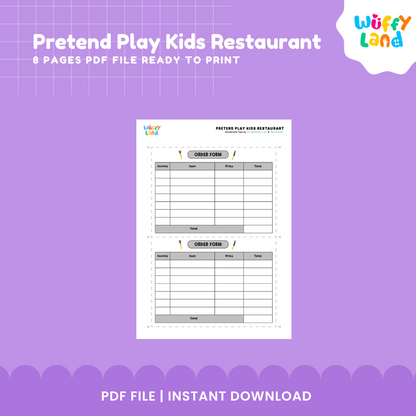Restoran Anak-Anak Berpura-pura Bermain Cetak - Menu Permainan Dramatis, Formulir Uang &amp; Pesanan