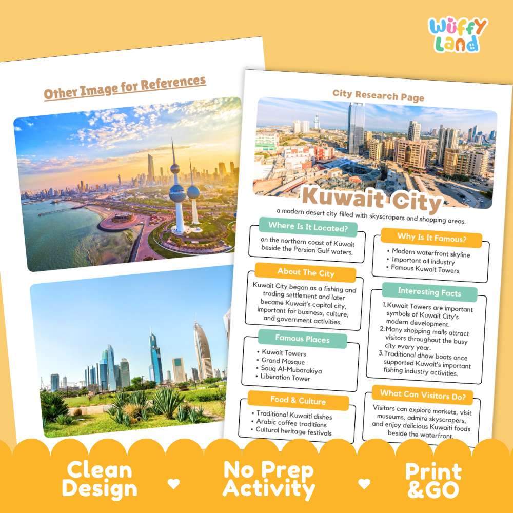 Kuwait City Research Worksheets and Fact Sheet