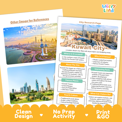 Kuwait City Research Worksheets and Fact Sheet