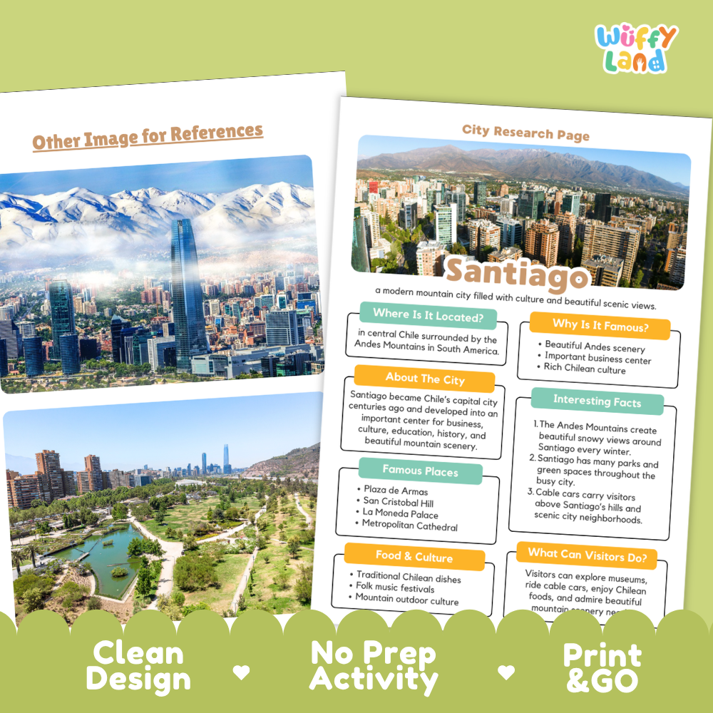 Santiago City Research Project Worksheets and Fact Sheet
