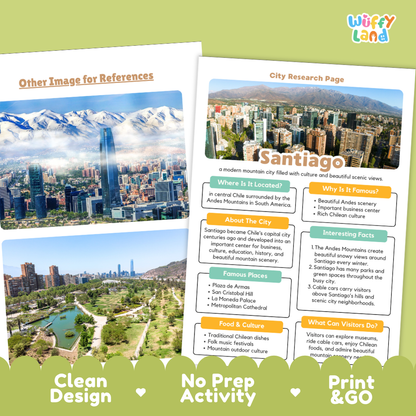 Santiago City Research Project Worksheets and Fact Sheet