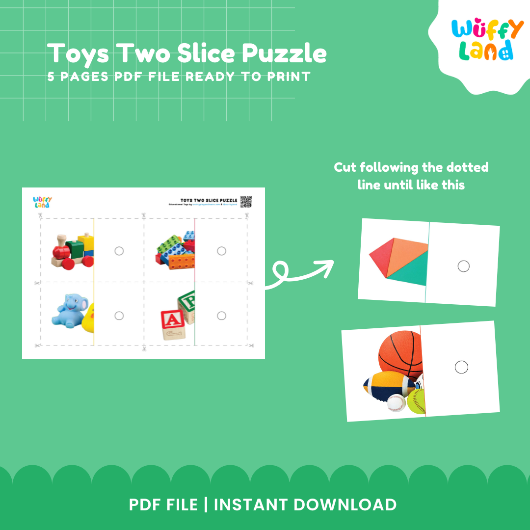 Toys Two Slice Puzzle - Fun Printable Activity for Kids