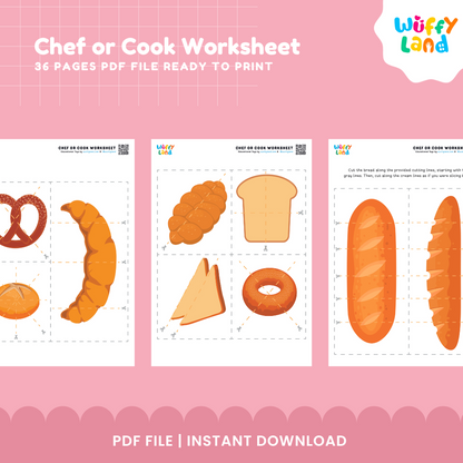 Chef & Cooking Worksheets for Kids: Fun and Educational Activities | Printable PDF | Instant Download