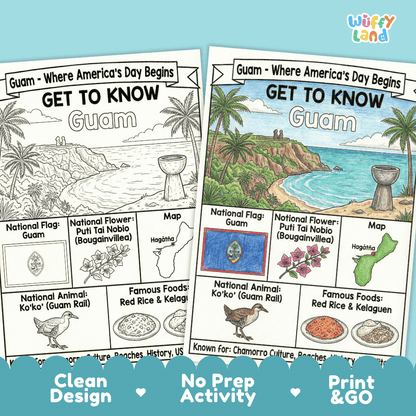 Guam Geography Coloring Poster and Activity Worksheet