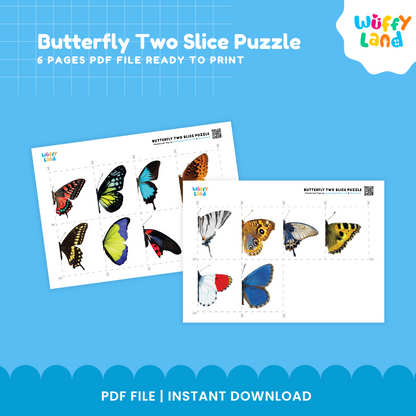 Butterfly Two Slice Puzzle – Fun Learning Printable for Kids!