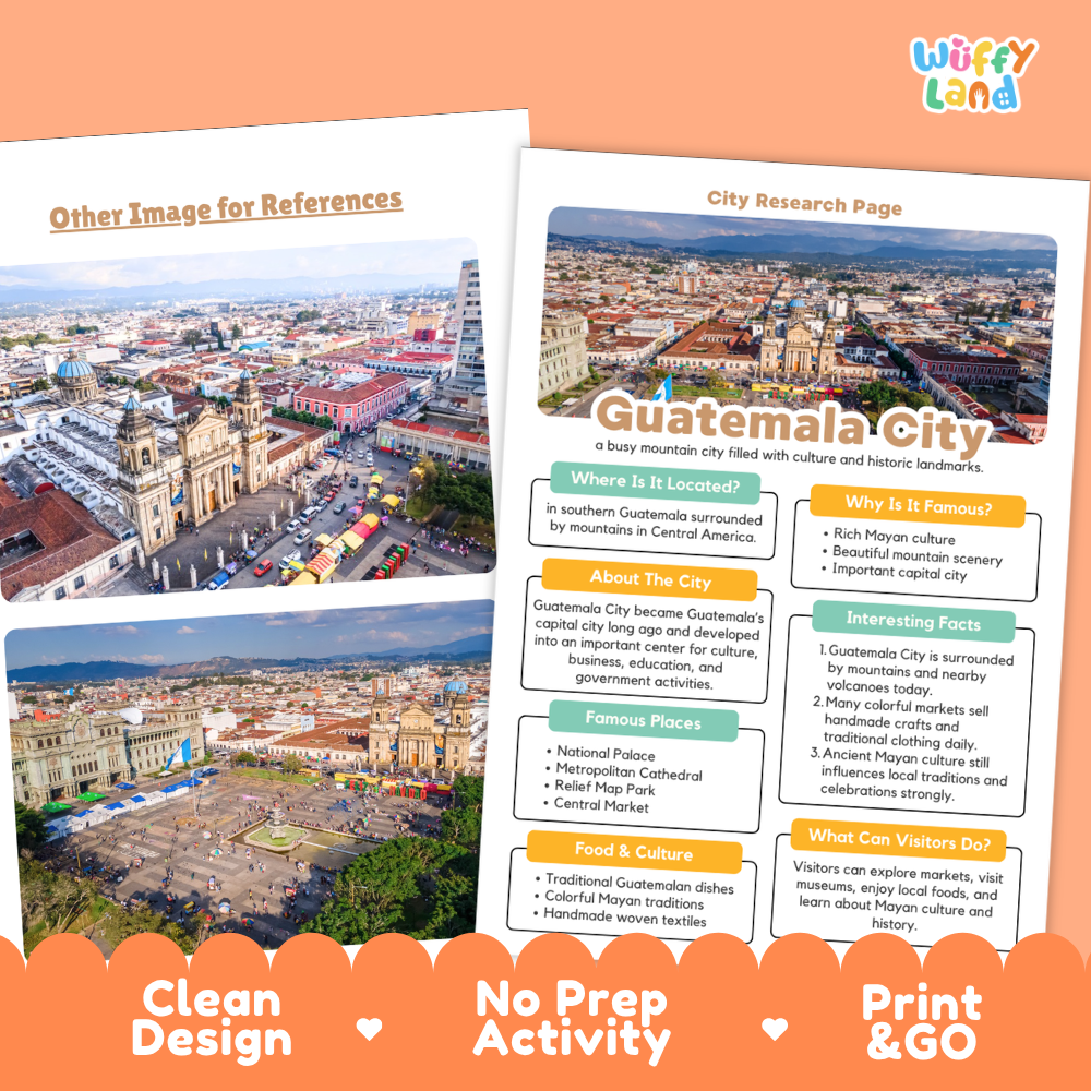 Guatemala City Research Page Worksheets and Fact Sheet