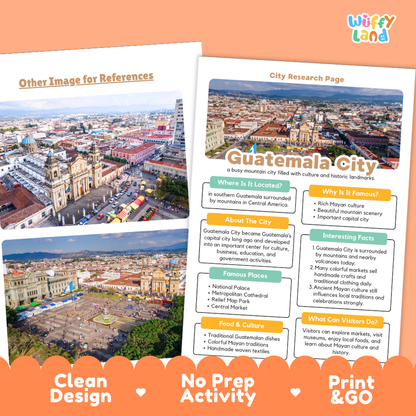 Guatemala City Research Page Worksheets and Fact Sheet
