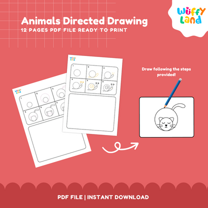 Animals Directed Drawing Worksheets | Step-by-Step Drawing Fun for Kids | Printable PDF