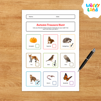 Daftar Periksa Perburuan Harta Karun Musim Gugur - Aktivitas Jalan-Jalan Alam Musim Gugur - Game Perburuan Harta Karun Musim Gugur yang Dapat Dicetak untuk Anak-Anak