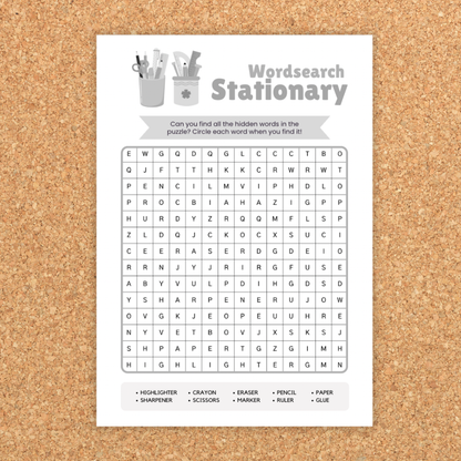 Back To School Stationary Word Search For Kids First Day of School