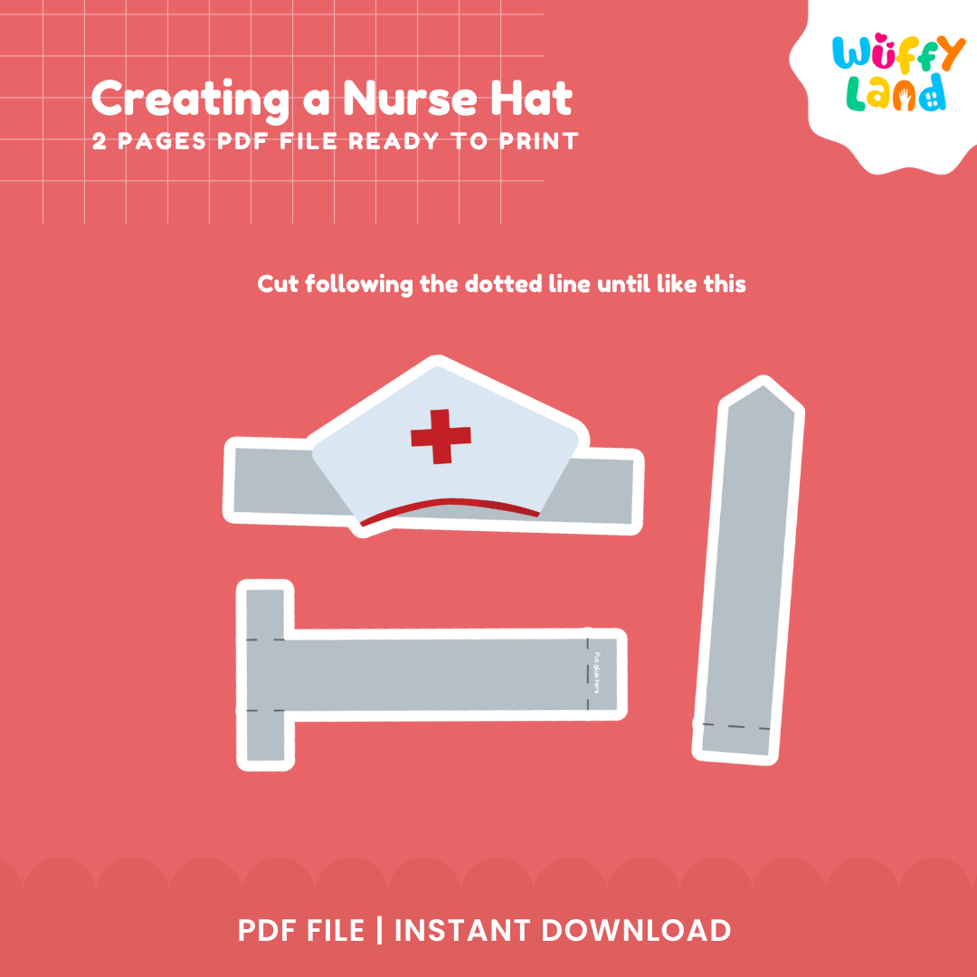 Nurse Hat Printable Pretend Play Costume for Kids wuffyplayandlearn Nurse Hat Printable Pretend Play Costume for Kids wuffyplayandlearn