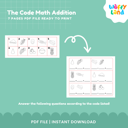 Lembar Kerja Penjumlahan Matematika Kode - Aktivitas Matematika Berbasis Logika yang Menyenangkan untuk Anak-Anak
