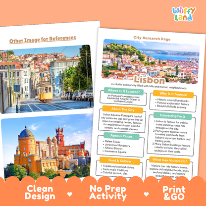 Lisbon City Research Page Worksheets and Fact Sheet Activity