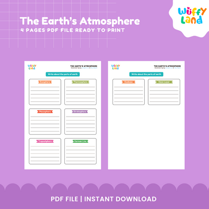 Earth’s Atmosphere Layers Cut & Paste Activity - Science Worksheet for Grades 2-5 - STEM Printable