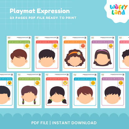 Playmat Expression Activity | 23 Pages Emotions Printable for Kids | Fun Playdough Activity