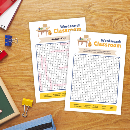 Back To School Classroom Word Search For Kids First Day of School