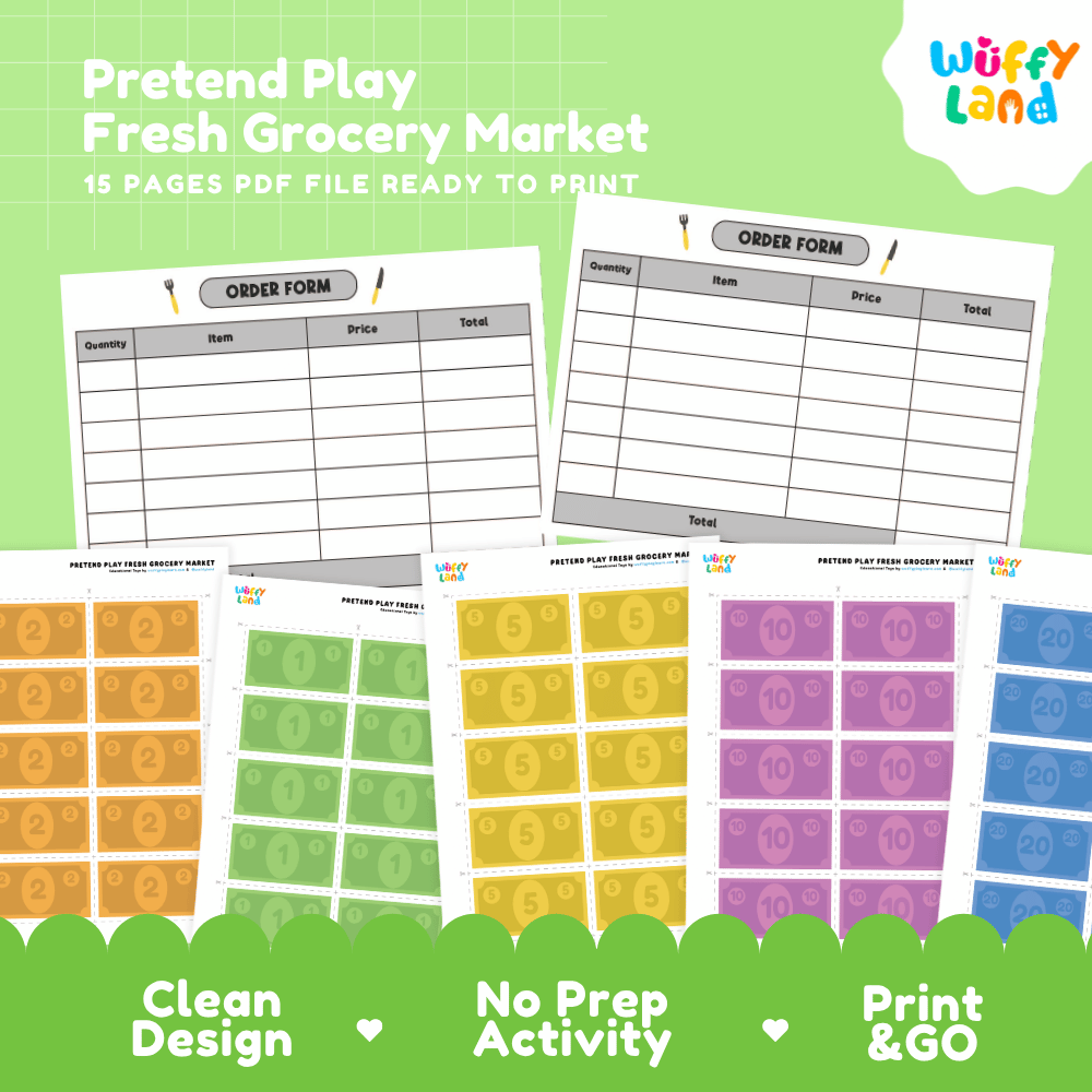 Fresh Grocery Market Dramatic Play Pretend Play Center Printable Activity