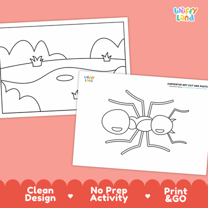 Carpenter Ant Cut and Paste Craft | Ant Coloring Page & Insect Activity