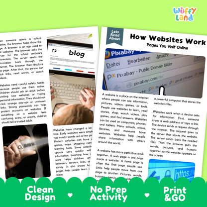 How Websites Work Reading Passage and Comprehension Questions Worksheets