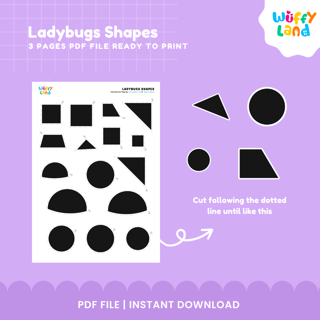 Ladybugs Shapes Activity - 3 Pages Printable Fun & Learning!