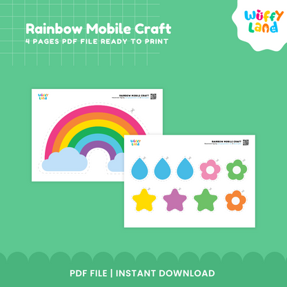 Rainbow Mobile Craft Printable | DIY Kids Room Decor |  Star Hanging Mobile for Kids Crafting Fun