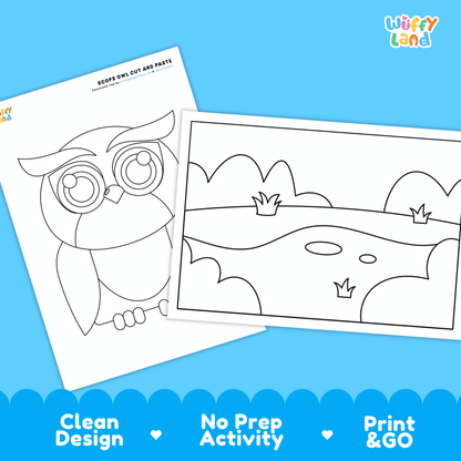 Scops Owl Cut and Paste Craft | Owl Coloring Page & Nocturnal Animal Activity